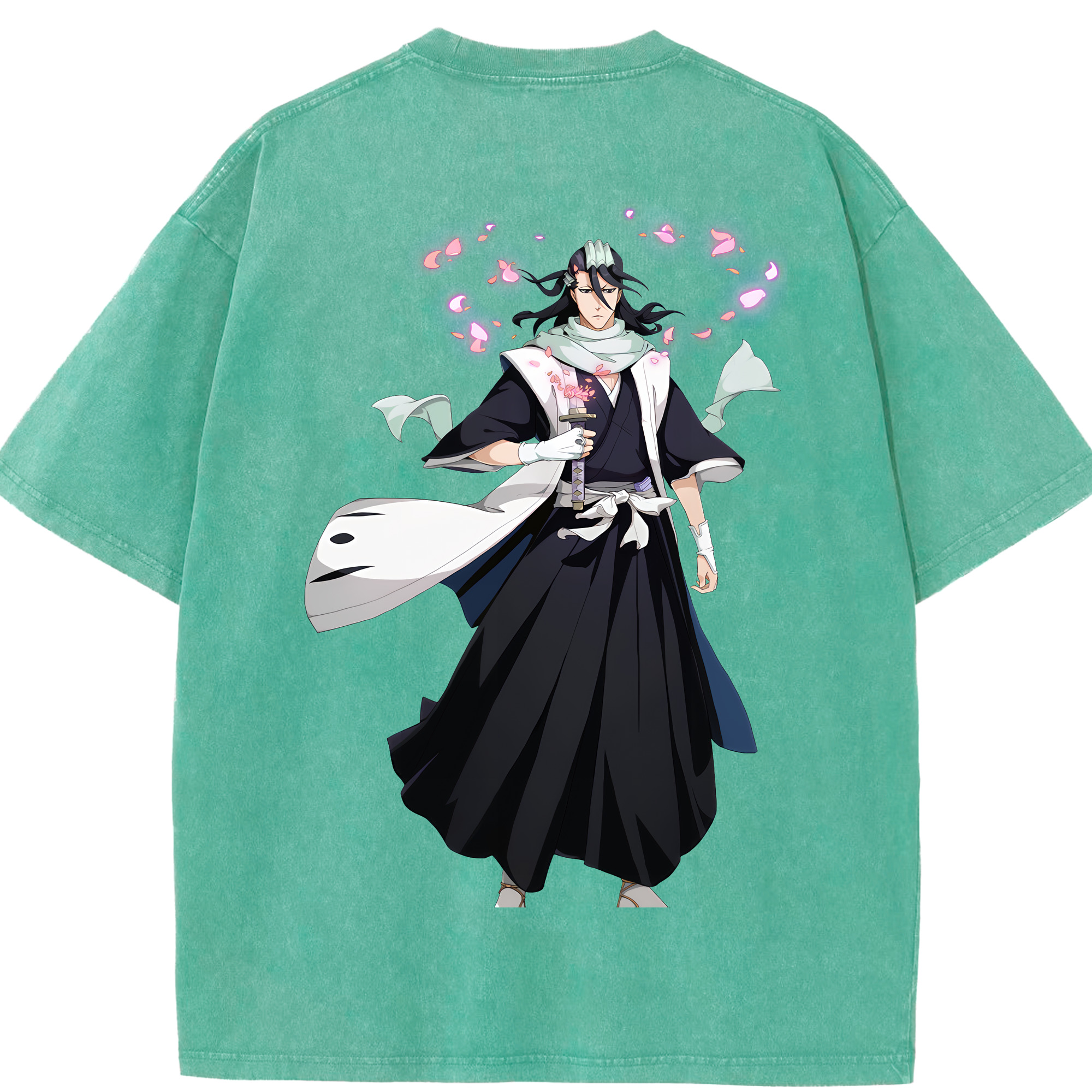 （画像用） ブリーチ くちき びゃくや BLEACH Kuchiki Byakuya 綿100% ヴィンテージ風 半袖Tシャツ（背面プリント）